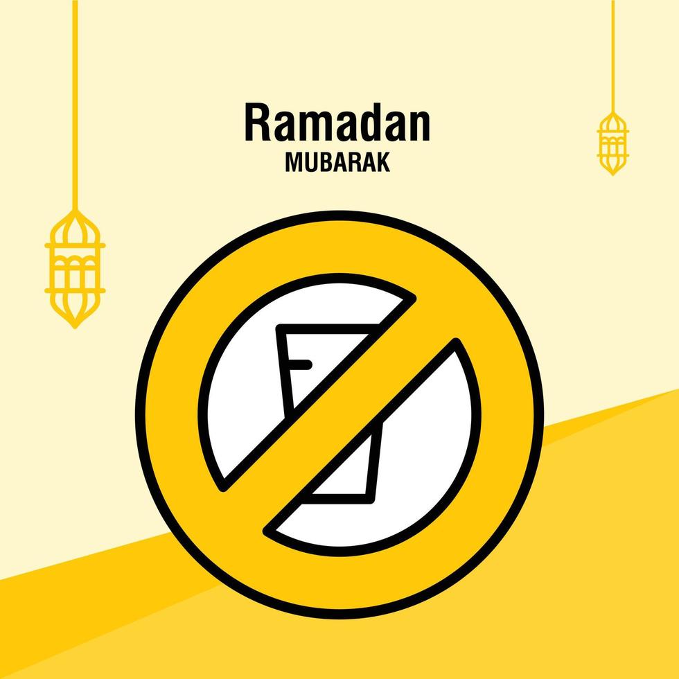 Ramadan kareem greeting template islamic crescent and arabic lantern vector illustration