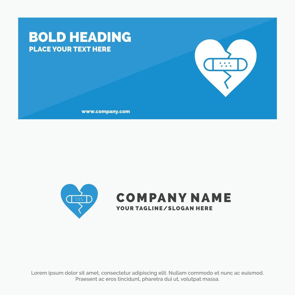 Broken Emotions Forgiveness Heart Love SOlid Icon Website Banner and Business Logo Template vector