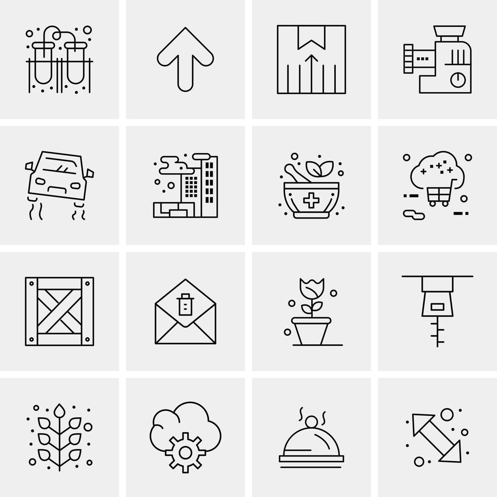 16 iconos de negocios universales vector ilustración de icono creativo para usar en proyectos relacionados con la web y dispositivos móviles