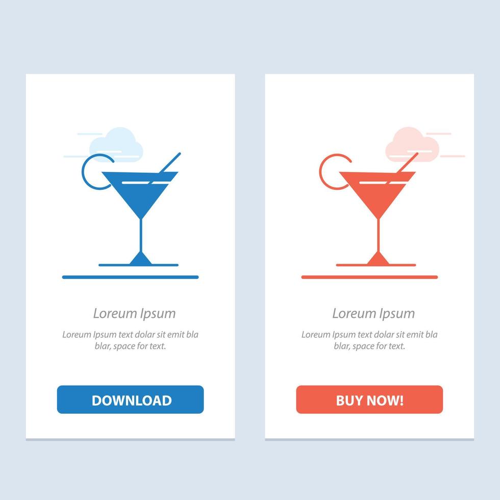 Cocktail Juice Lemon  Blue and Red Download and Buy Now web Widget Card Template vector