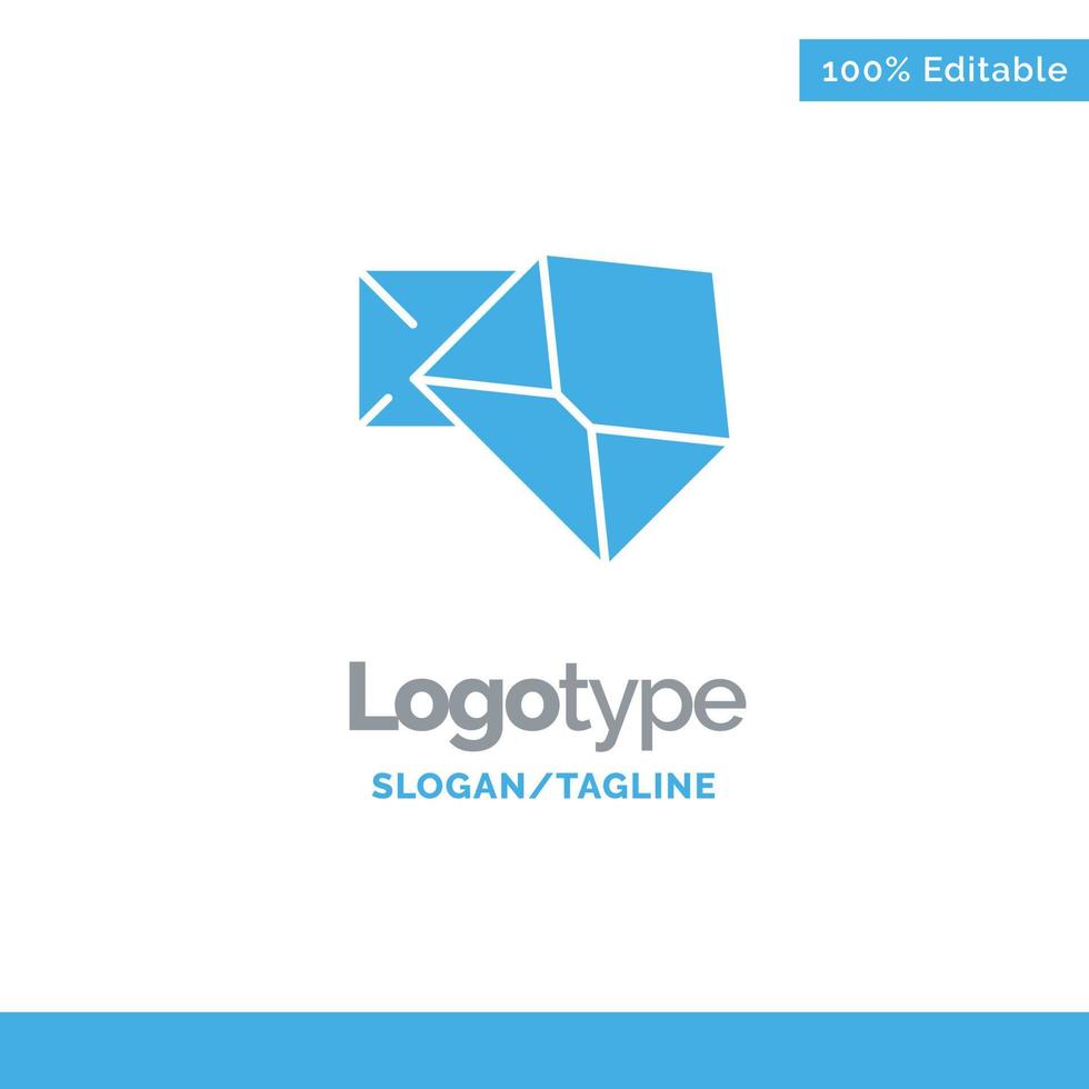 mensaje de correo comercial abierto plantilla de logotipo sólido azul lugar para el eslogan vector