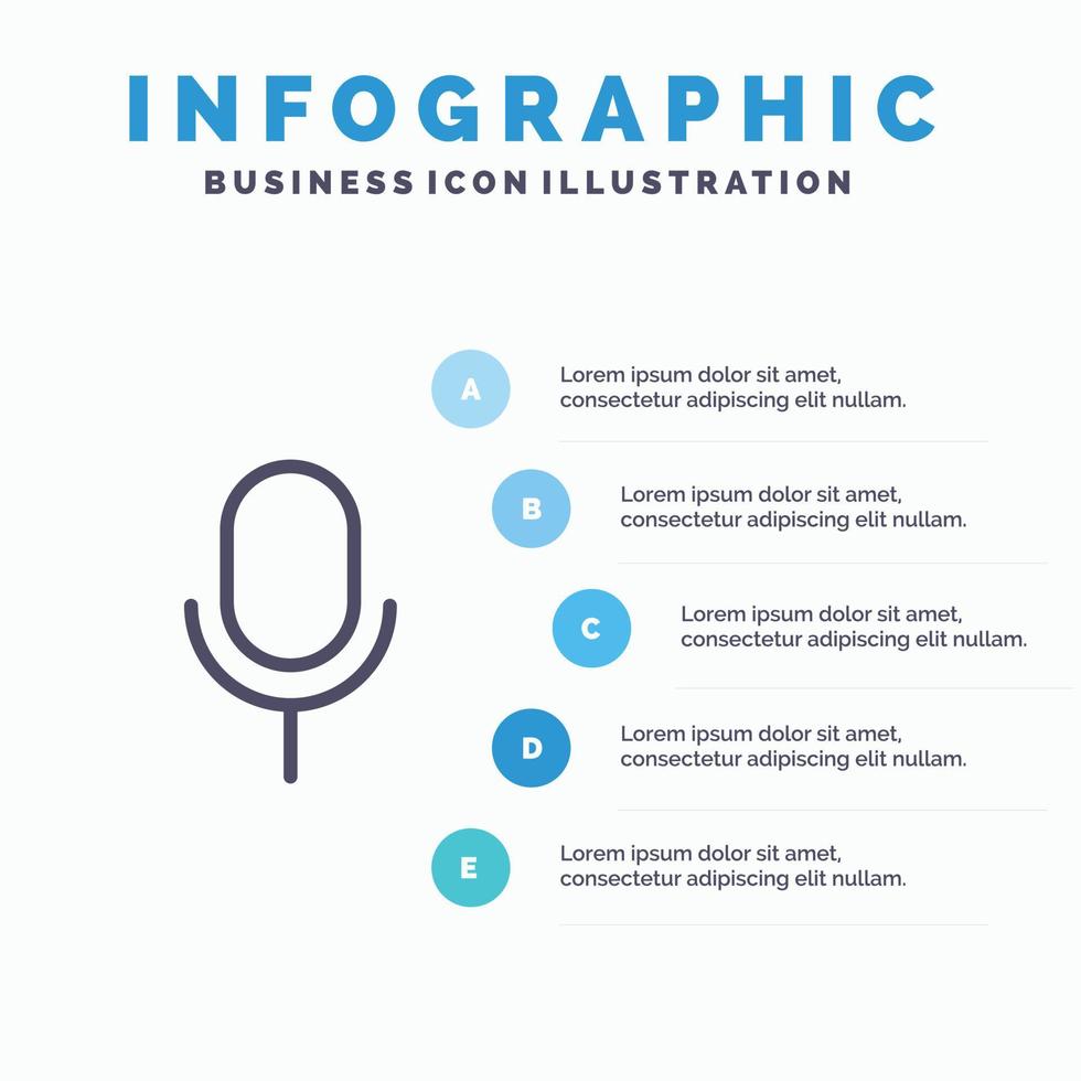 Mic Microphone Basic Ui Line icon with 5 steps presentation infographics Background vector