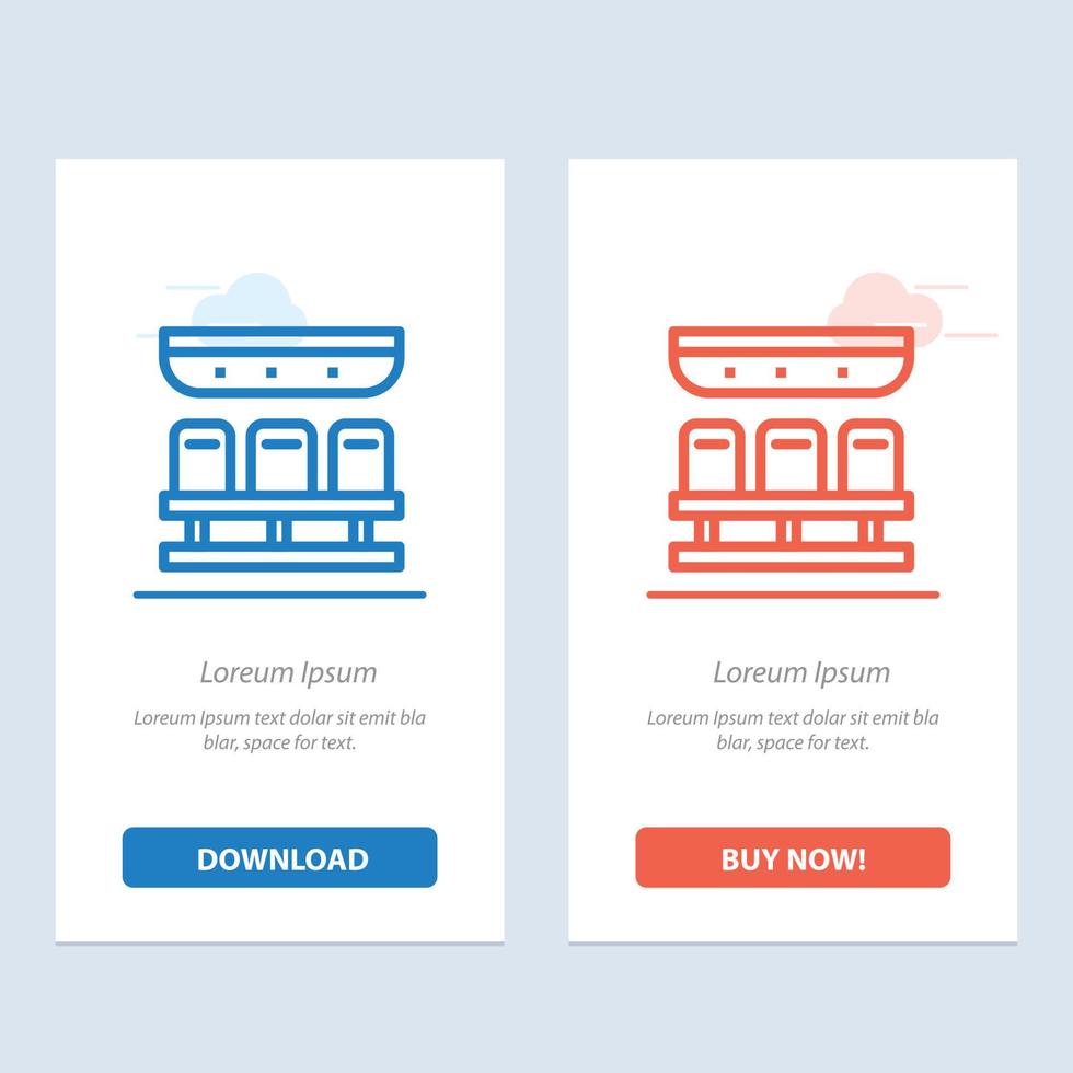 Seats Train Transportation Travel  Blue and Red Download and Buy Now web Widget Card Template vector