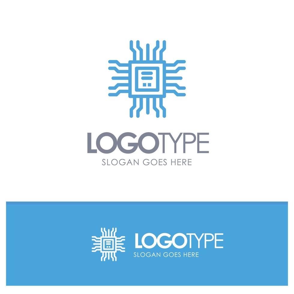 Book Cpu Learning Technology Blue outLine Logo with place for tagline vector