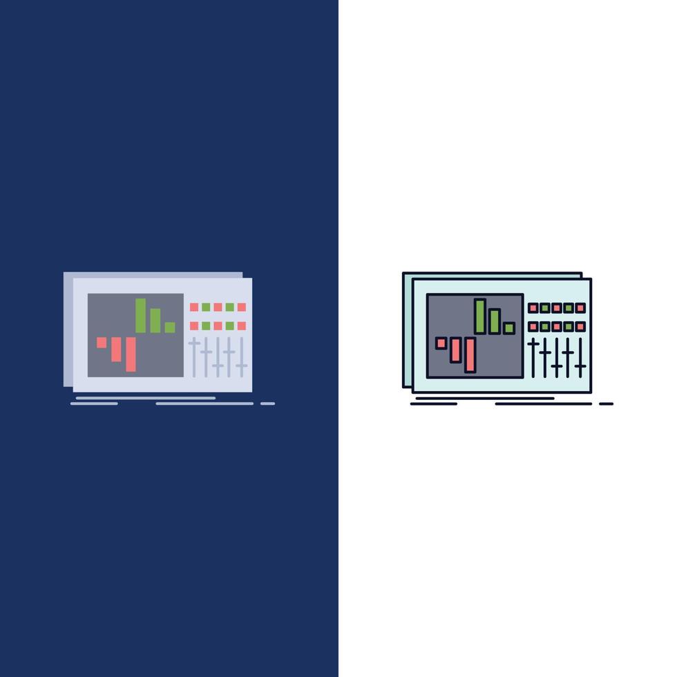 control equalizer equalization sound studio Flat Color Icon Vector