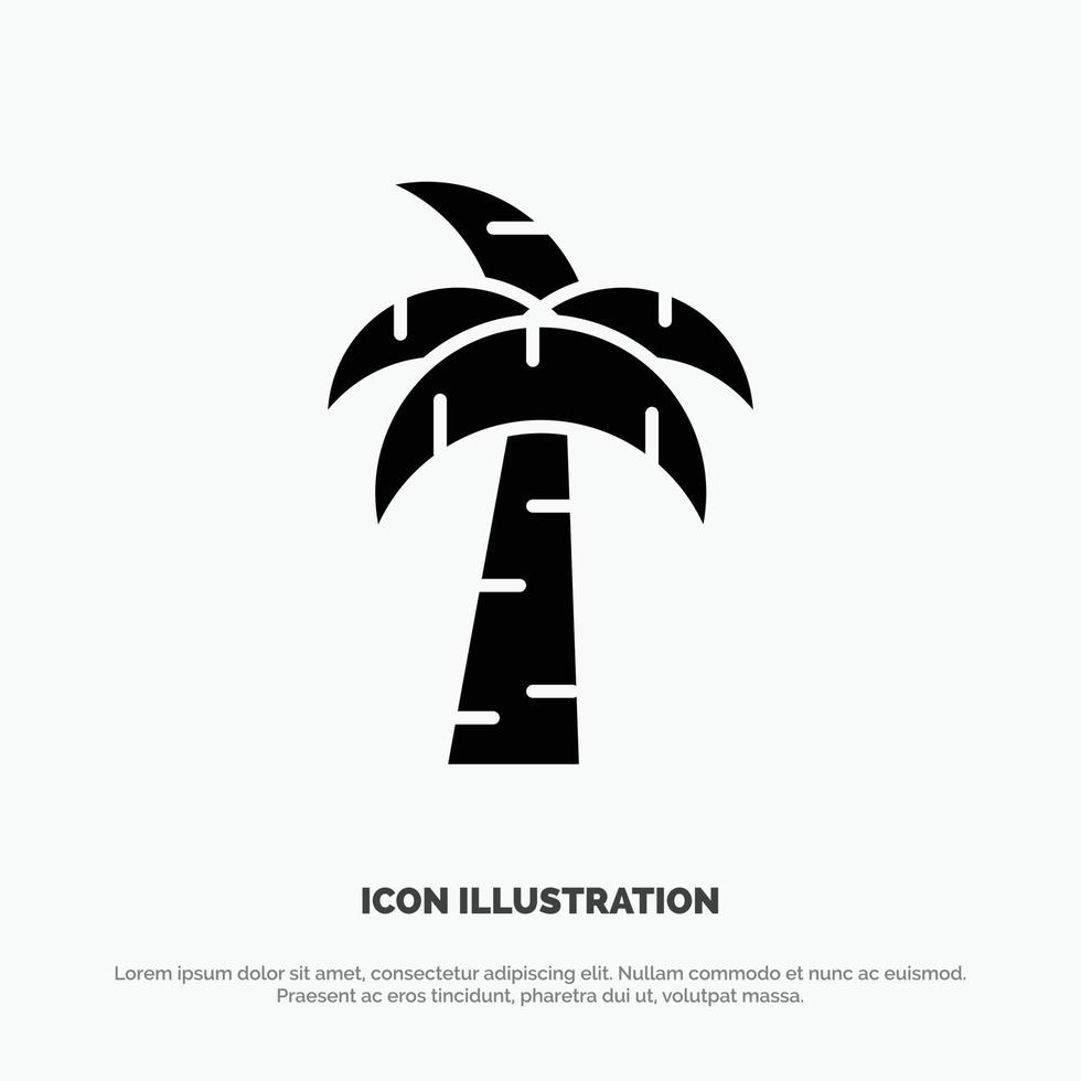 Palm Tree Brazil Solid Black Glyph Icon vector