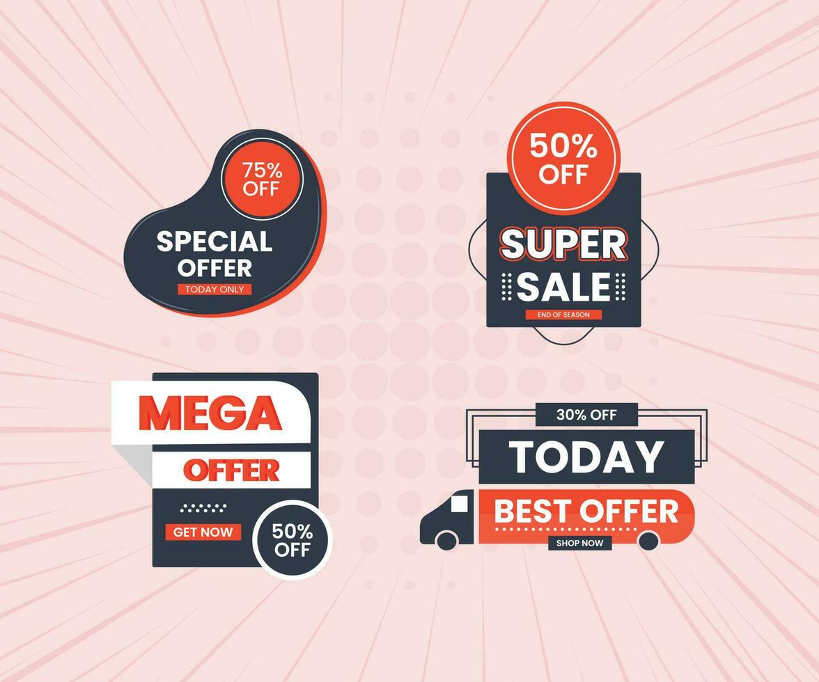 Promotional offer sale badge vector set