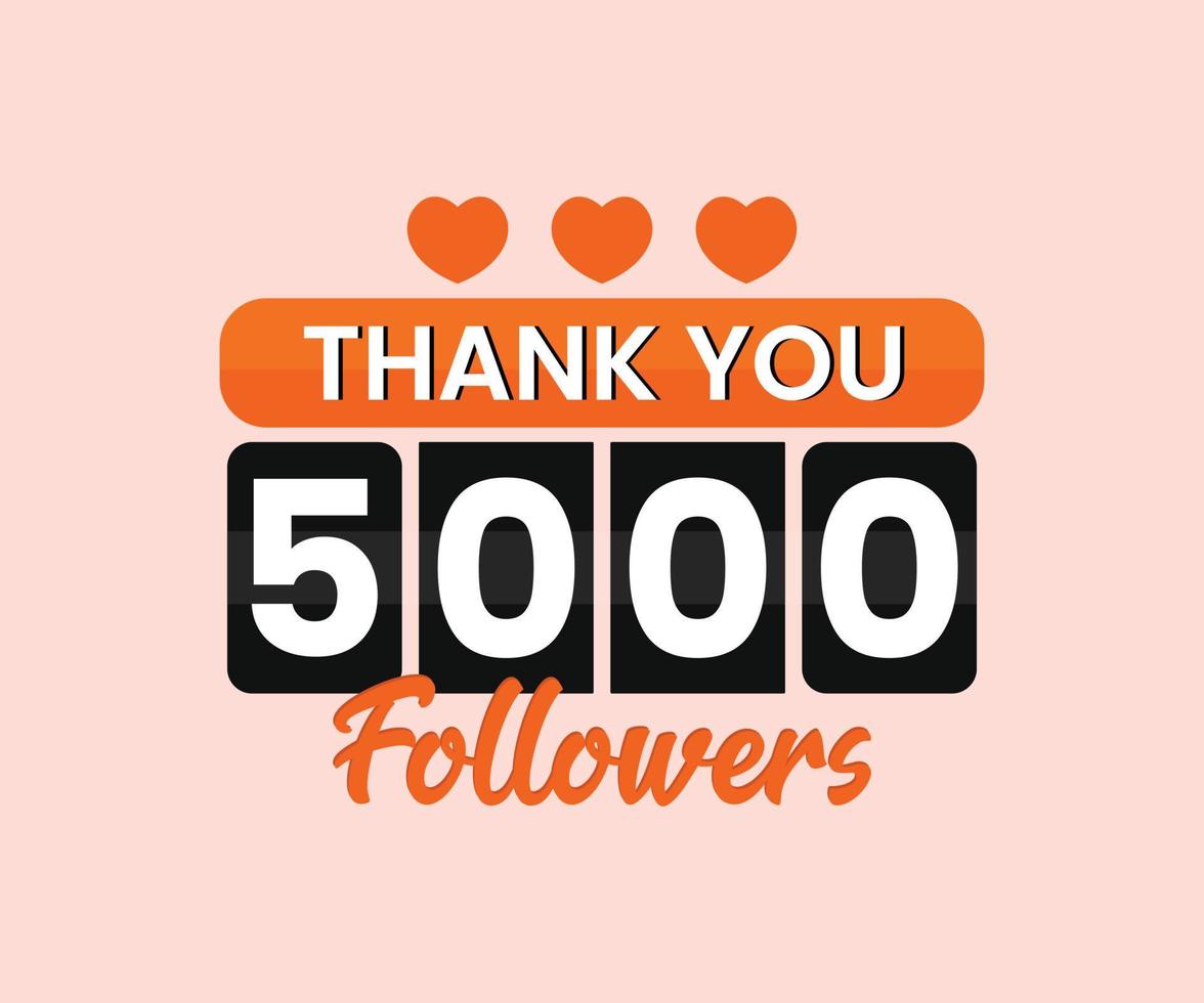 5k followers social media thank you banner vector