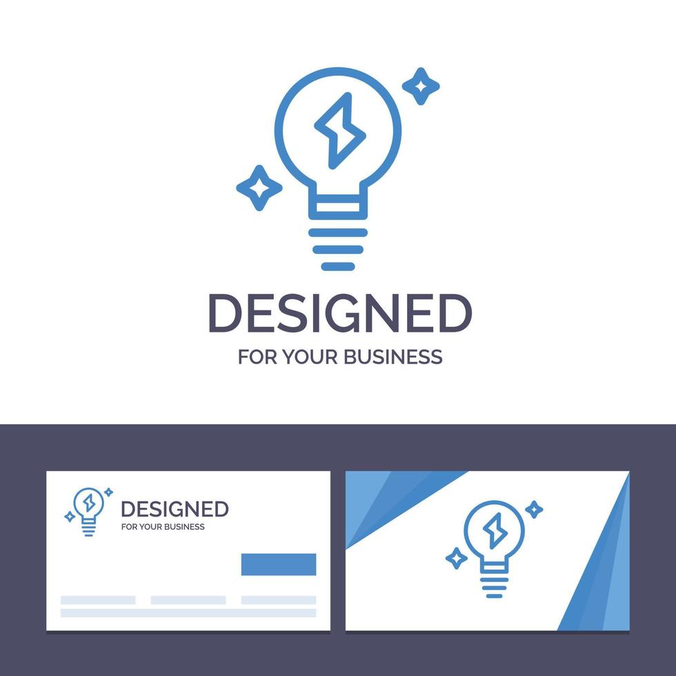 Ilustración de vector de potencia de luz de bombilla de plantilla de logotipo y tarjeta de visita creativa
