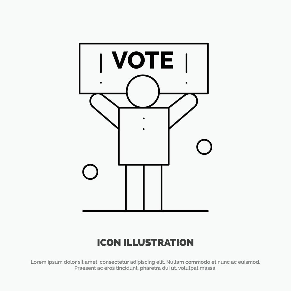 campaña política política voto línea icono vector