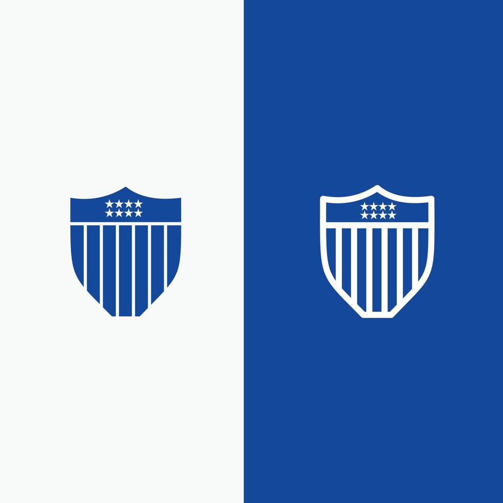 escudo americano seguridad usa línea y glifo icono sólido línea de banner azul y glifo icono sólido azul ba vector