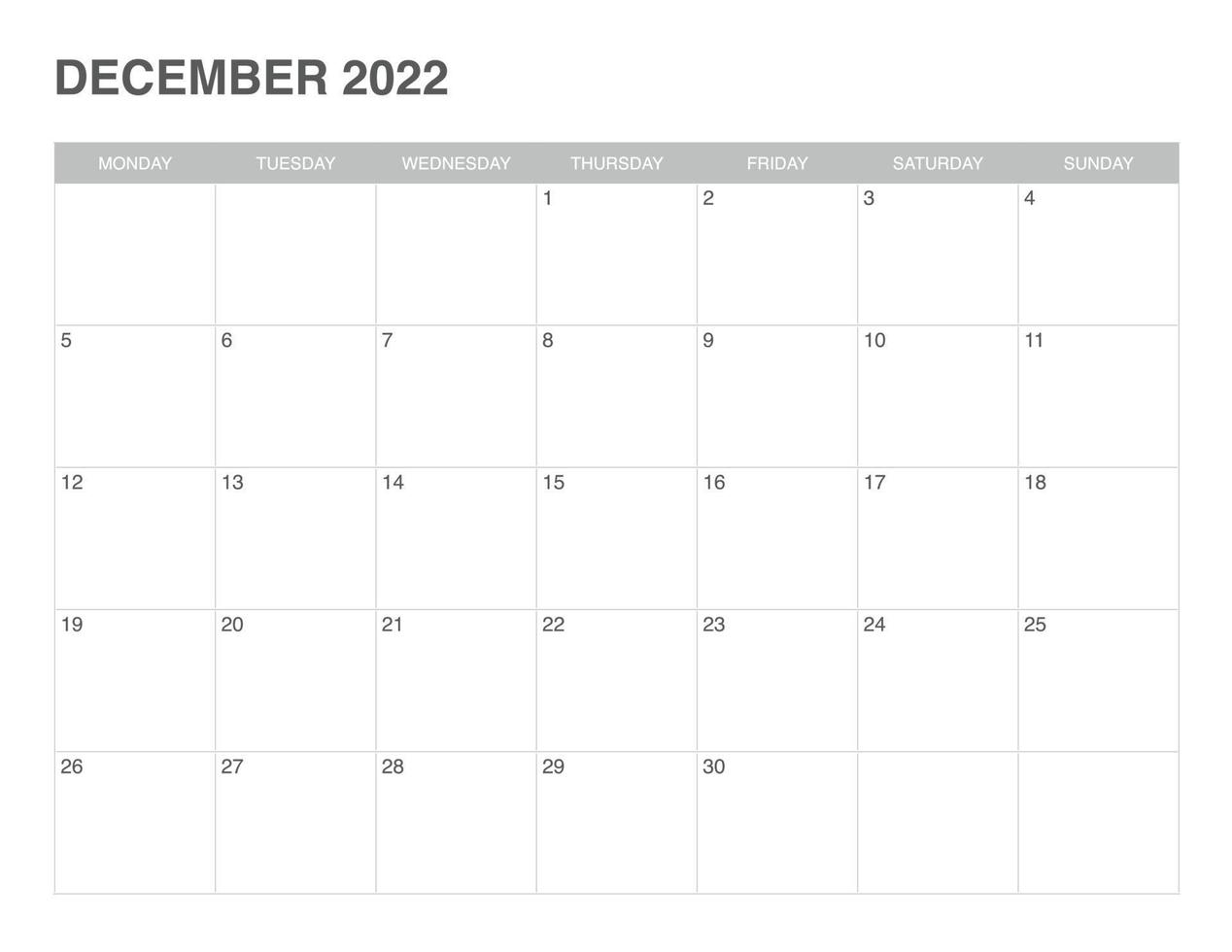 calendar December 2022, simple design vector