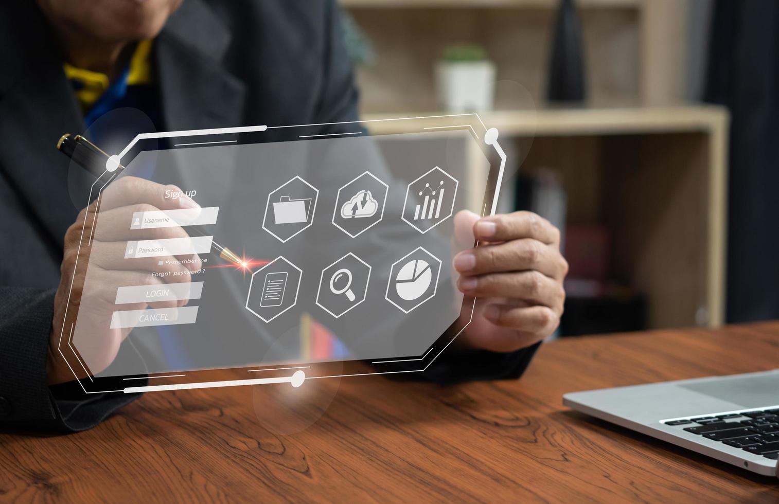protecting online information systems via the Internet with encryption through protection against cyber theft. photo