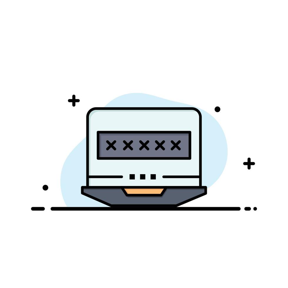 Laptop Computer Lock Security  Business Flat Line Filled Icon Vector Banner Template