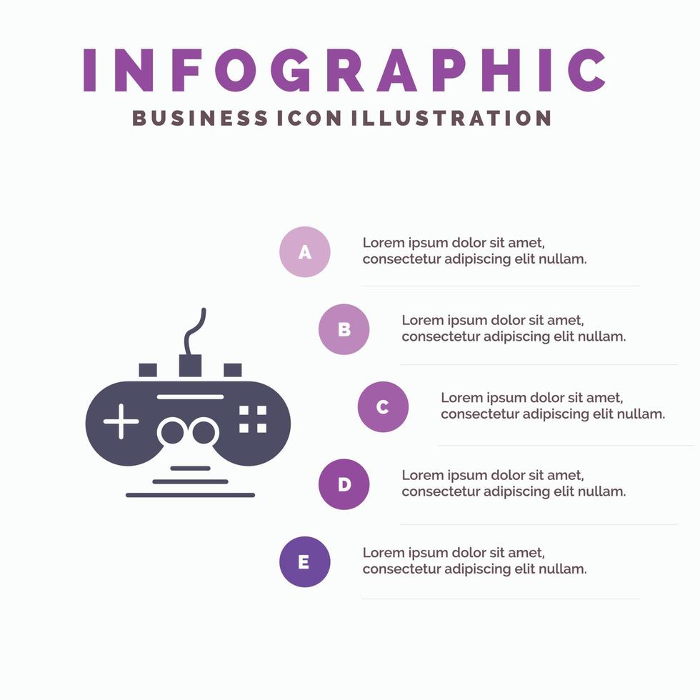 Controller Game Game Controller Gamepad Infographics Presentation Template 5 Steps Presentation vector