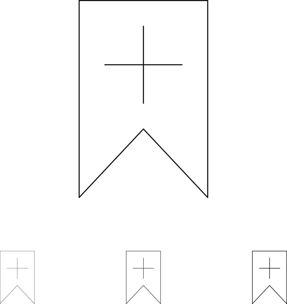 Tag Plus Interface User Bold and thin black line icon set vector