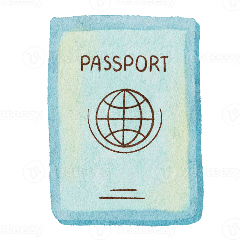 passeport de voyage pour femmes éléments aquarelles png