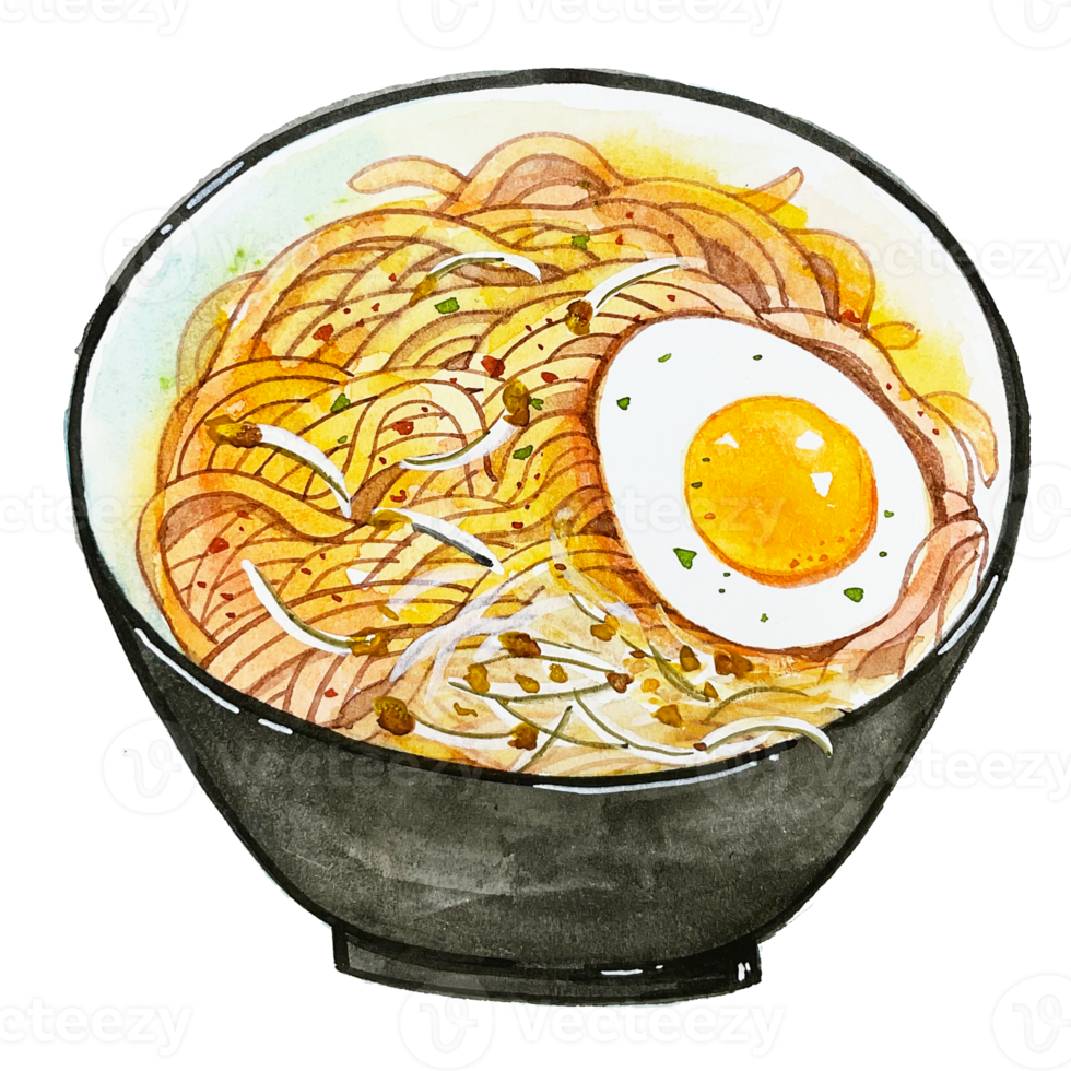 aquarell japanisches essen bohnensprossen ramen png