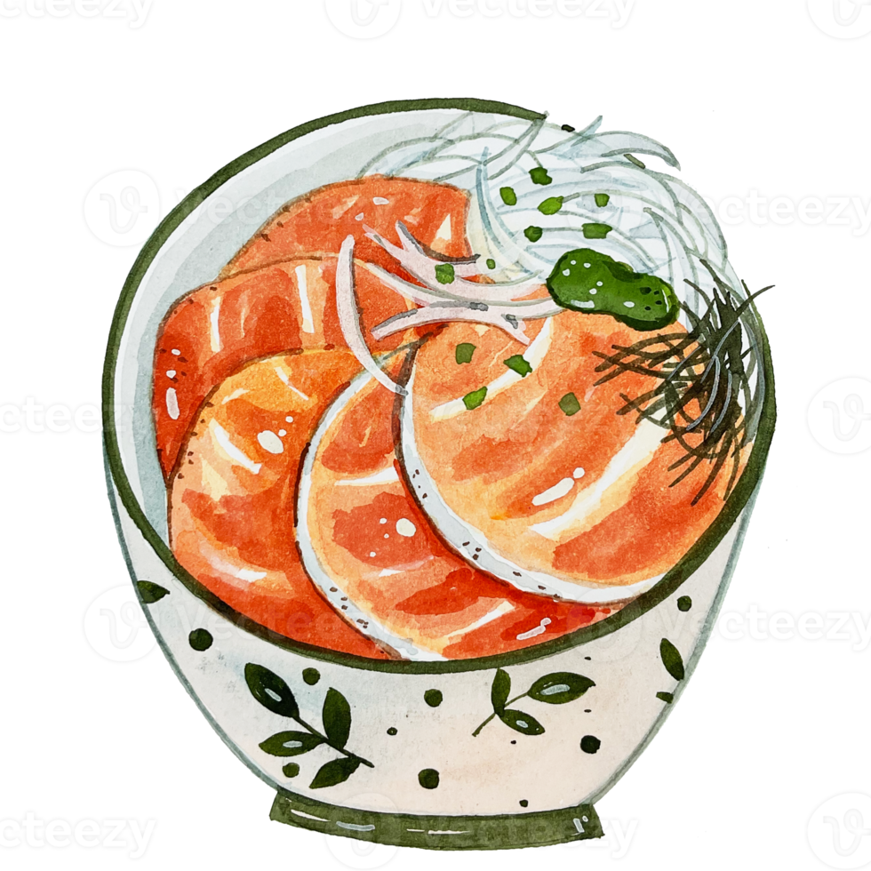 aquarell japanisches essen sushi reisschüssel png