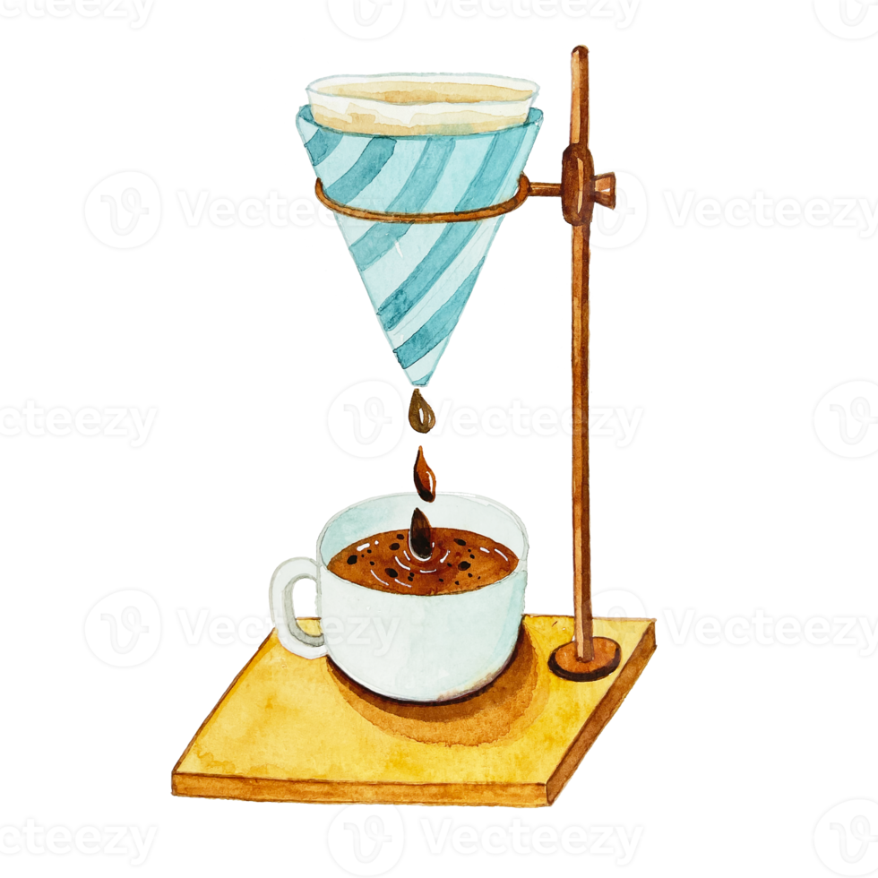 Watercolor coffee drip stand png