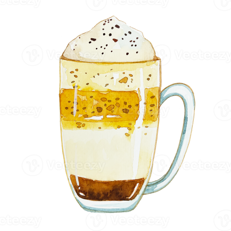 Watercolor coffee macchiato png