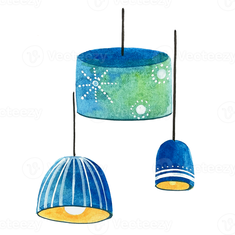 Watercolor Boho style pendant lamp. png