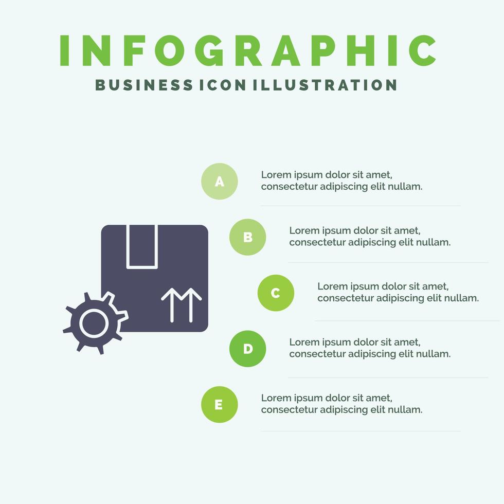 Branding Premium Product Premium Quality Gear Solid Icon Infographics 5 Steps Presentation Backgrou vector