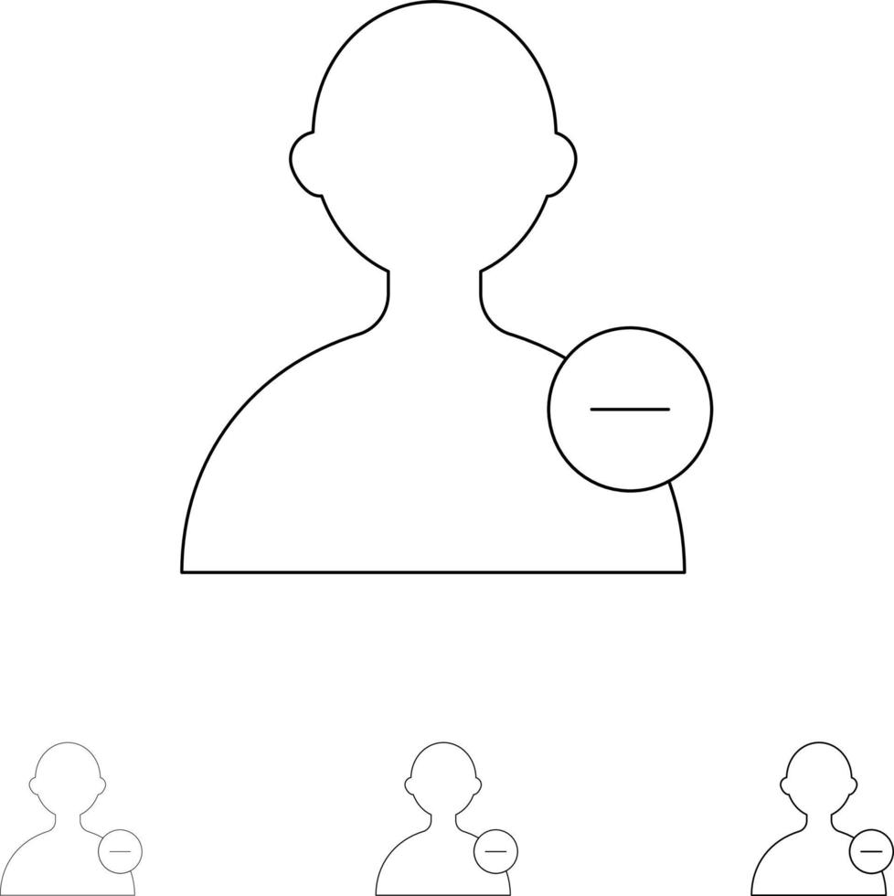 Basic Interface User Bold and thin black line icon set vector