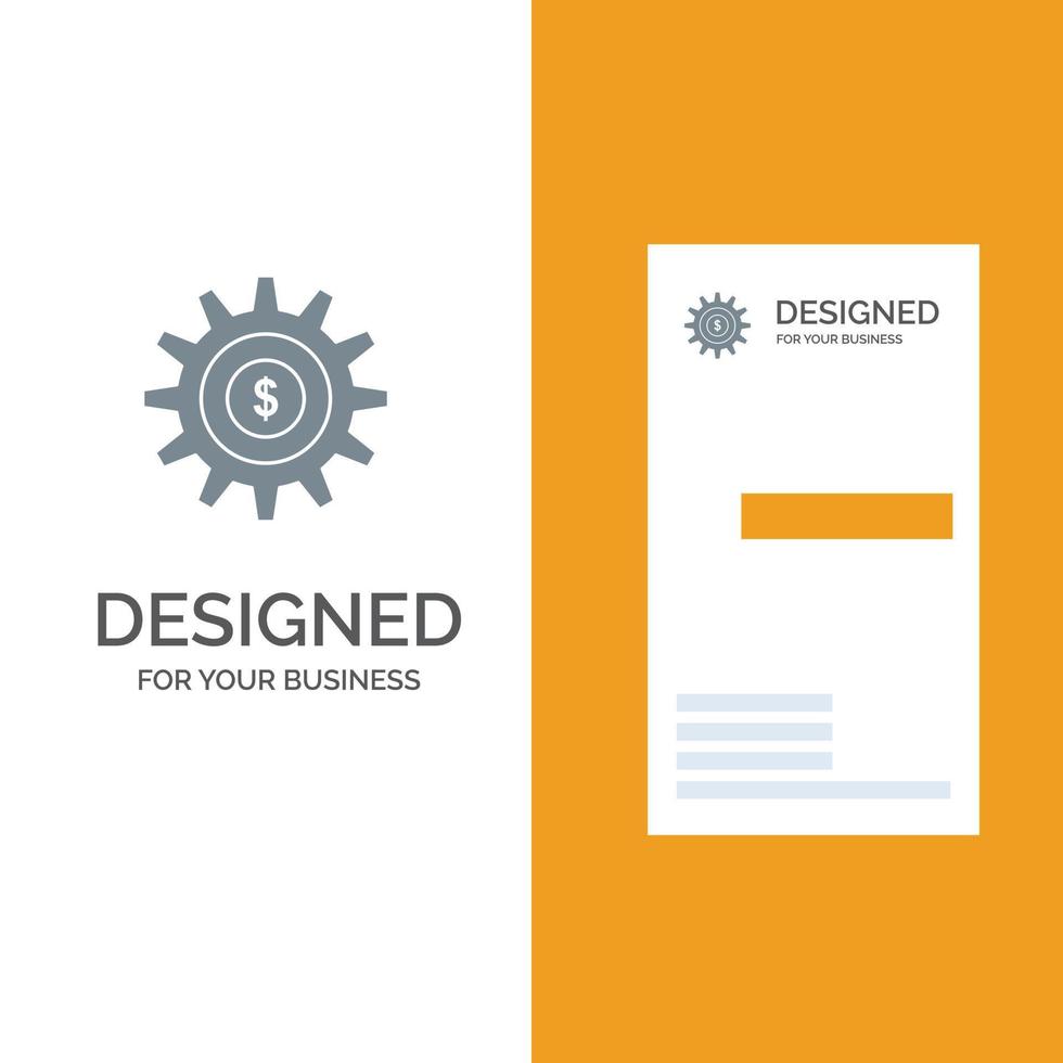 Gear Setting Money Success Grey Logo Design and Business Card Template vector