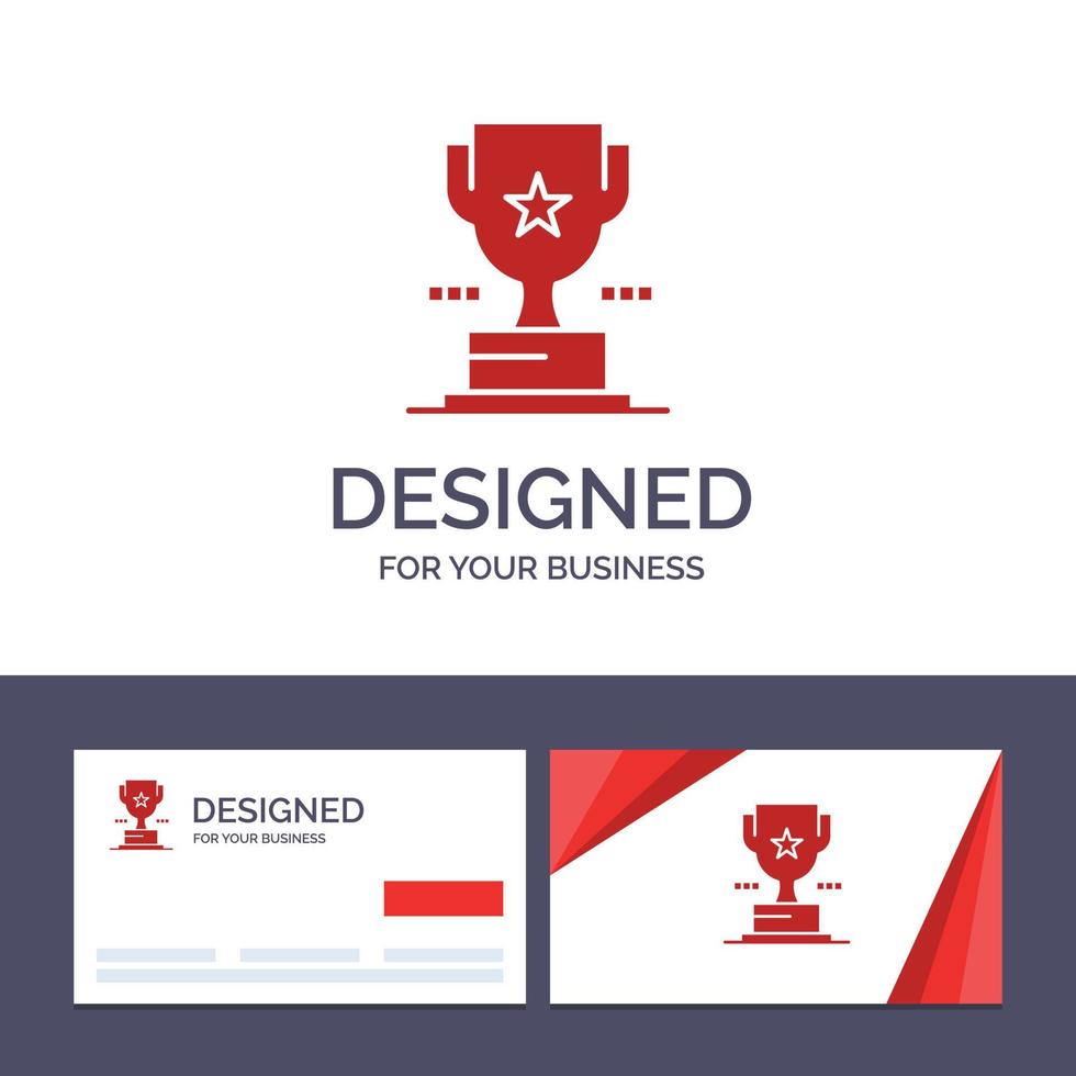 tarjeta de visita creativa y plantilla de logotipo copa trofeo premio logro ilustración vectorial vector