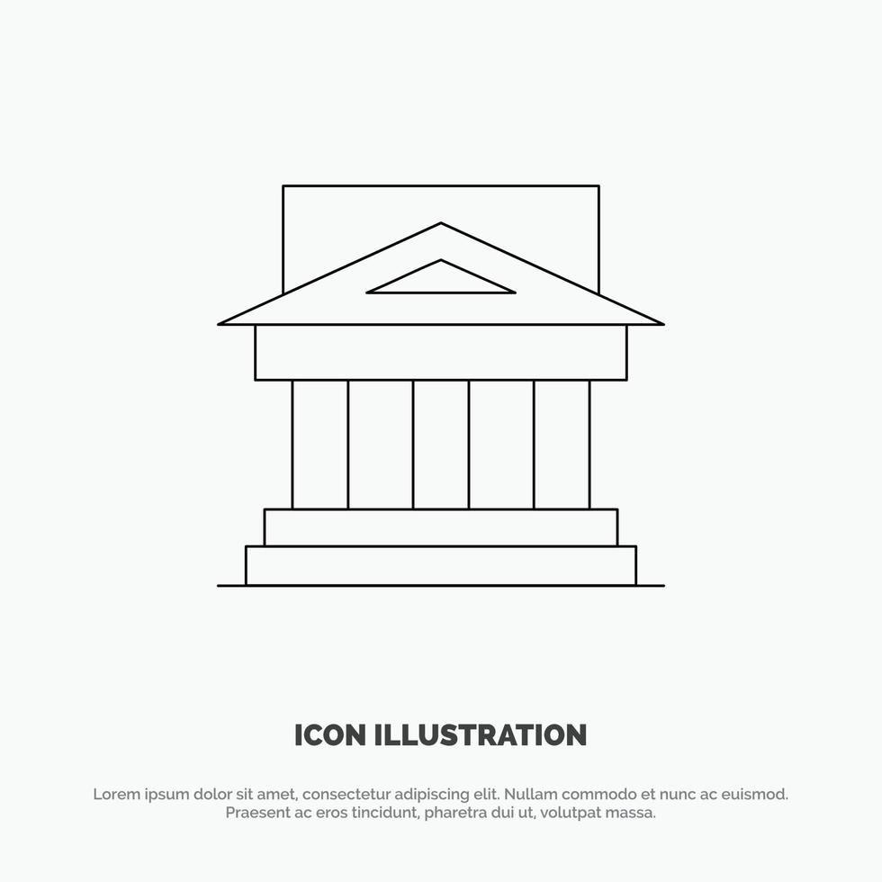 Bank Architecture Building Court Estate Government House Property Line Icon Vector