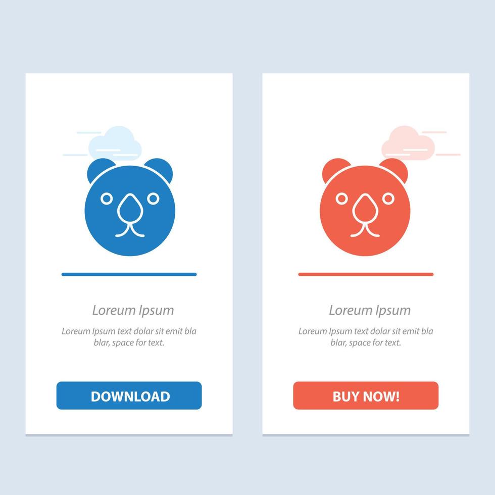 Bear Head Predator  Blue and Red Download and Buy Now web Widget Card Template vector