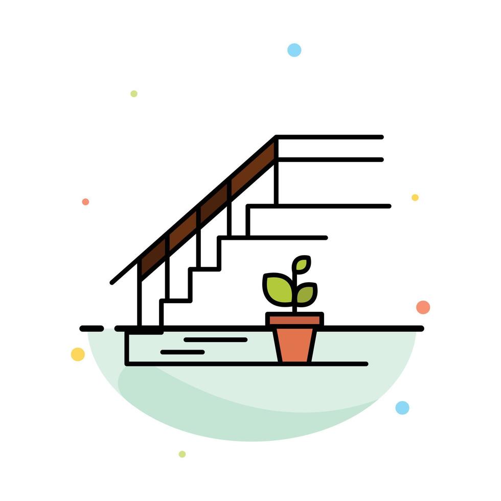 Stairs Upstairs Floor Stage Home Abstract Flat Color Icon Template vector