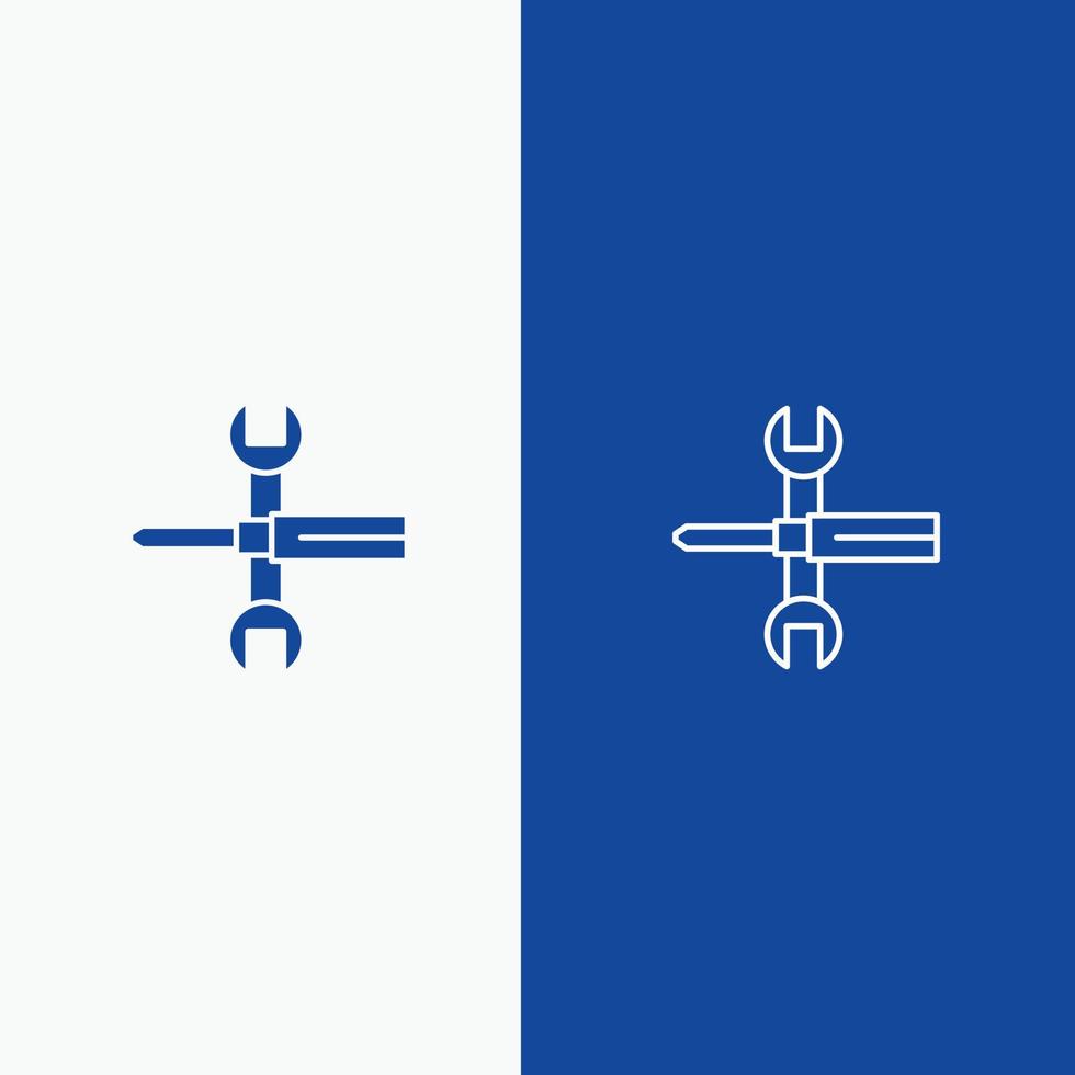 Settings Controls Screwdriver Spanner Tools Wrench Line and Glyph Solid icon Blue banner Line and Gl vector