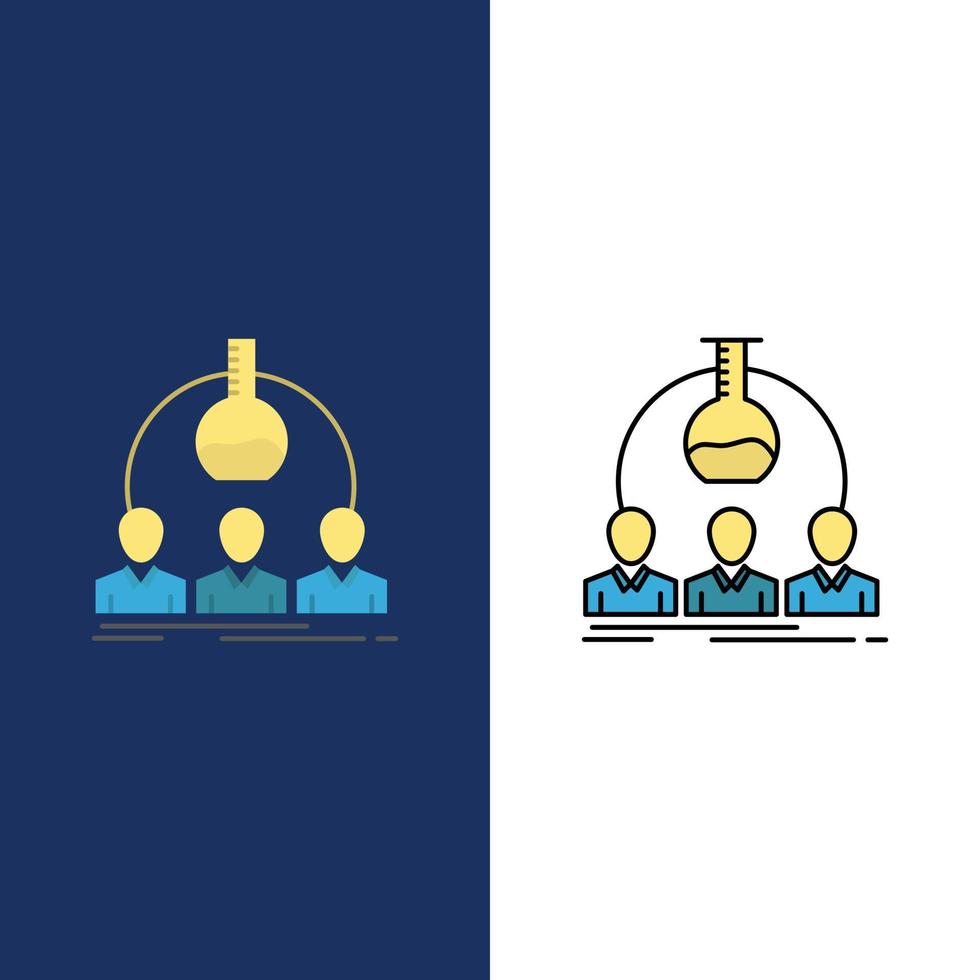 Laboratory Lab Man Experiment Scientist  Icons Flat and Line Filled Icon Set Vector Blue Background