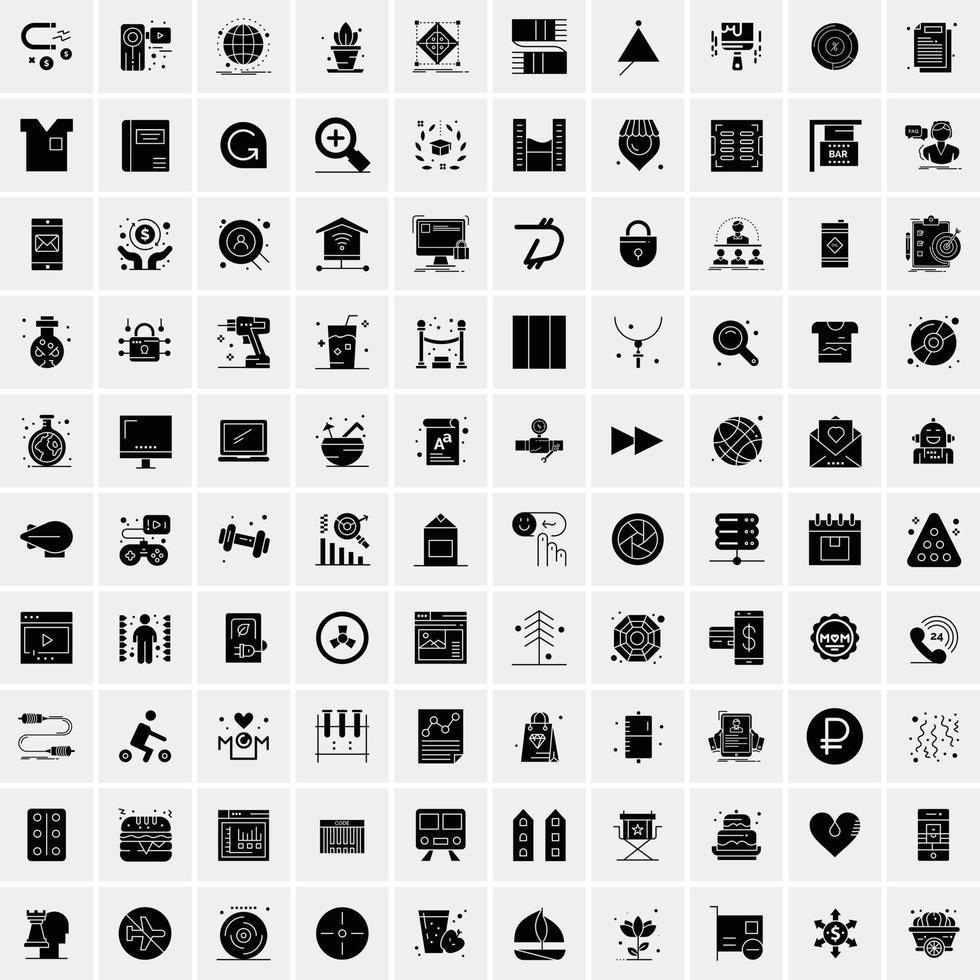 Set of 100 Universal Solid Icons vector
