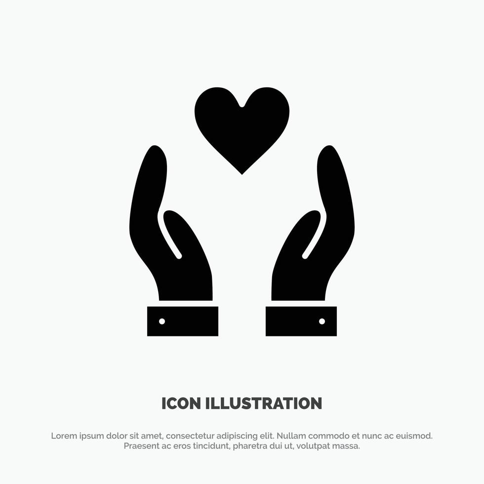 Hand Love Charity Solid Black Glyph Icon vector