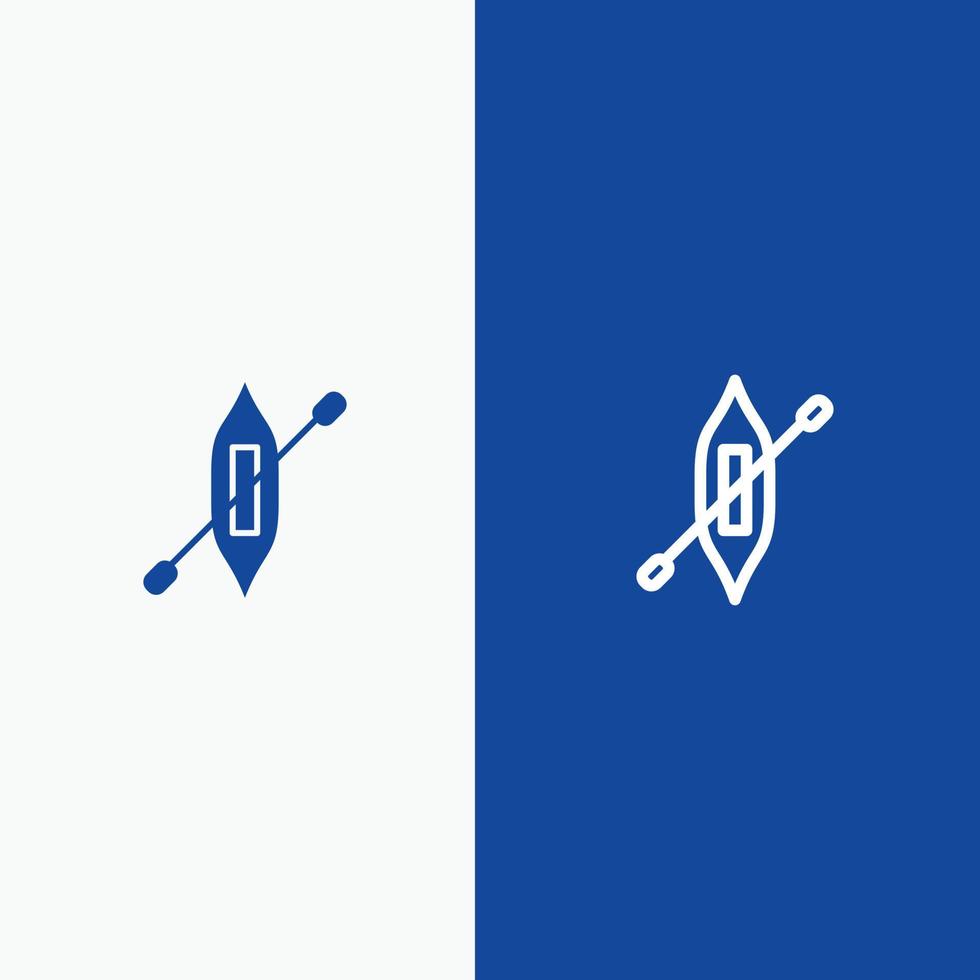 Boat Canoe Kayak Ship Line and Glyph Solid icon Blue banner vector