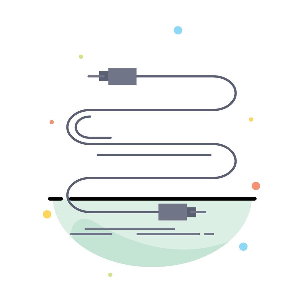 audio cable cord sound wire Flat Color Icon Vector