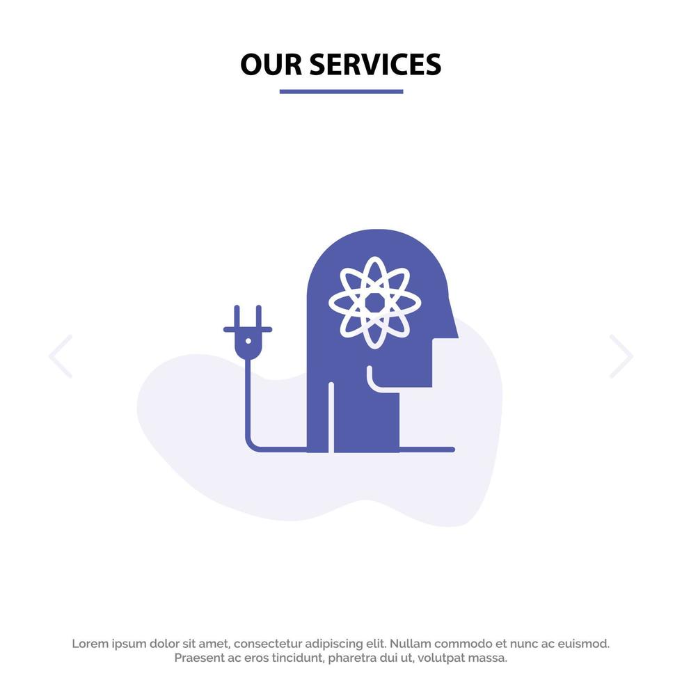 Our Services Boosting Ability Boosting Knowledge Mind Solid Glyph Icon Web card Template vector