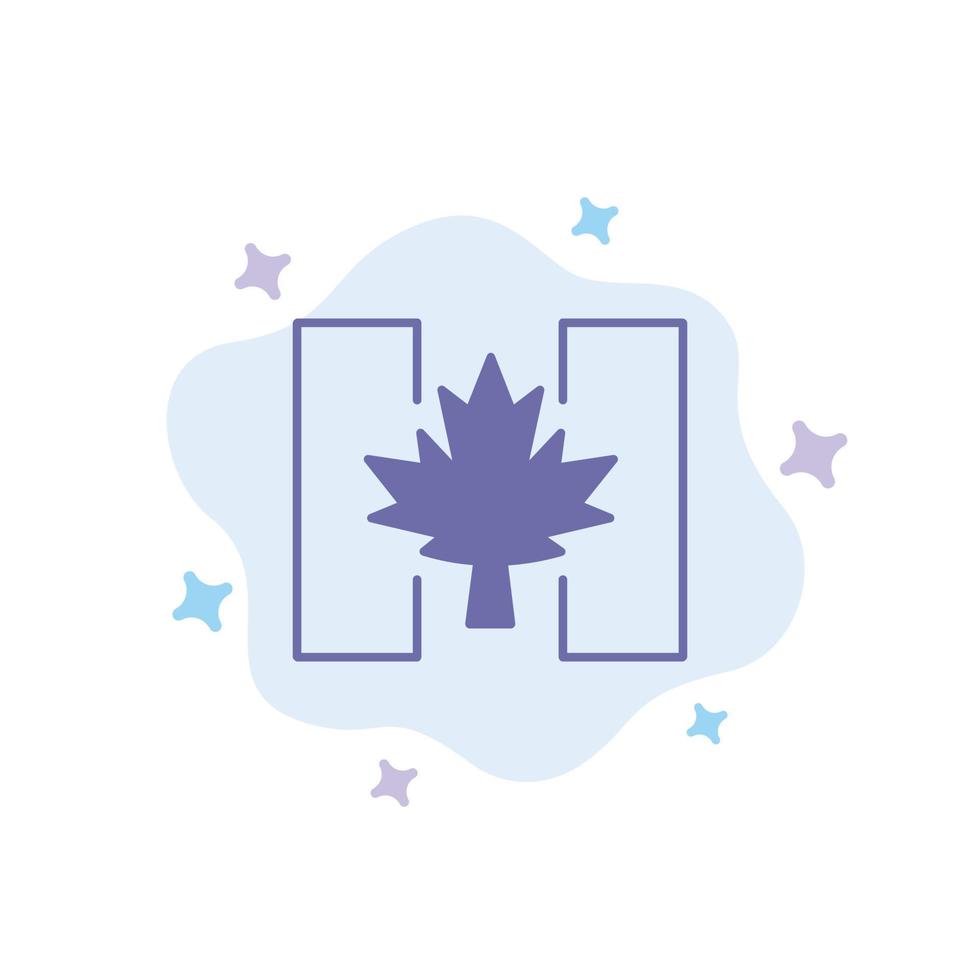 bandera, otoño, canadá, hoja, icono azul, en, extracto, nube, plano de fondo vector