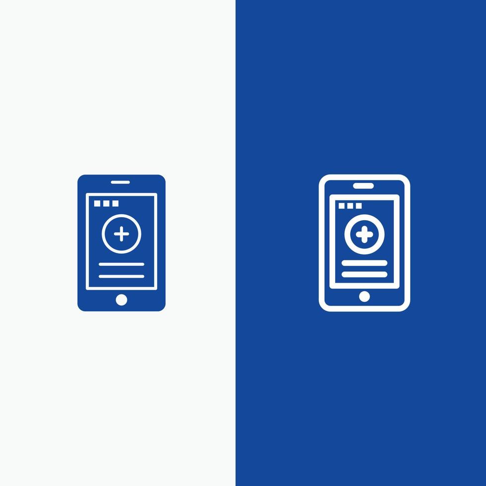 Medical Cell Phone Hospital Line and Glyph Solid icon Blue banner Line and Glyph Solid icon Blue ban vector