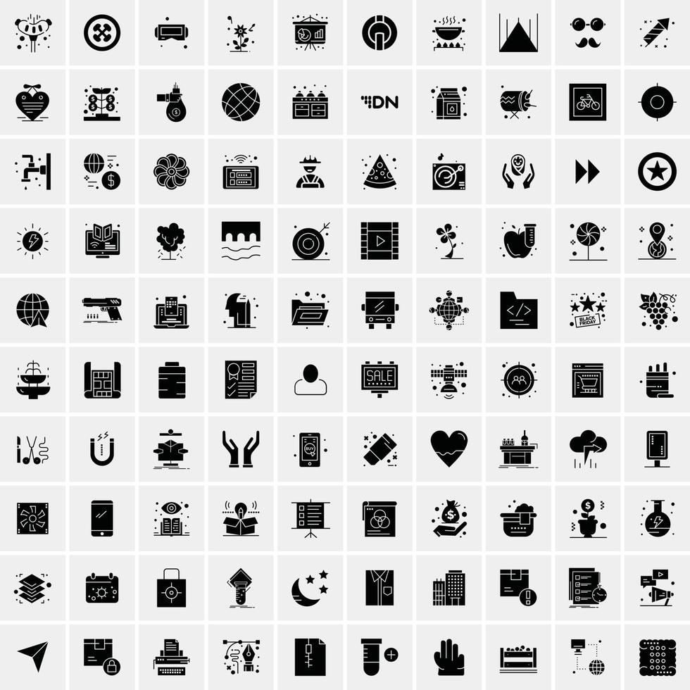 Set of 100 Universal Solid Icons vector