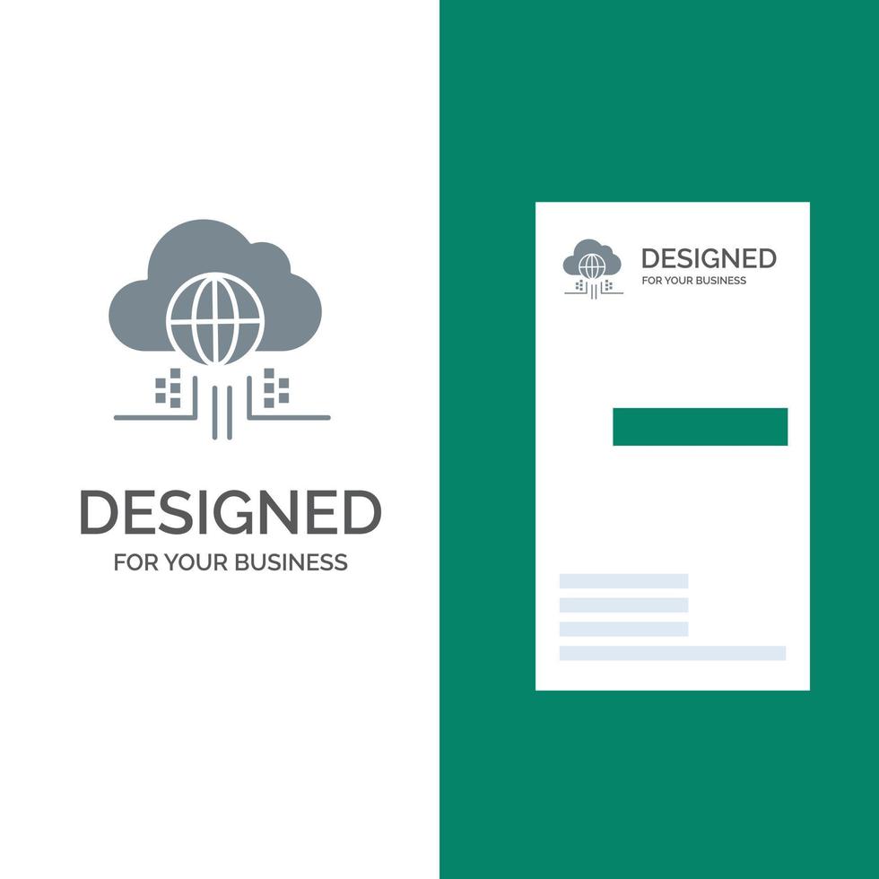 internet think cloud tecnología gris diseño de logotipo y plantilla de tarjeta de visita vector