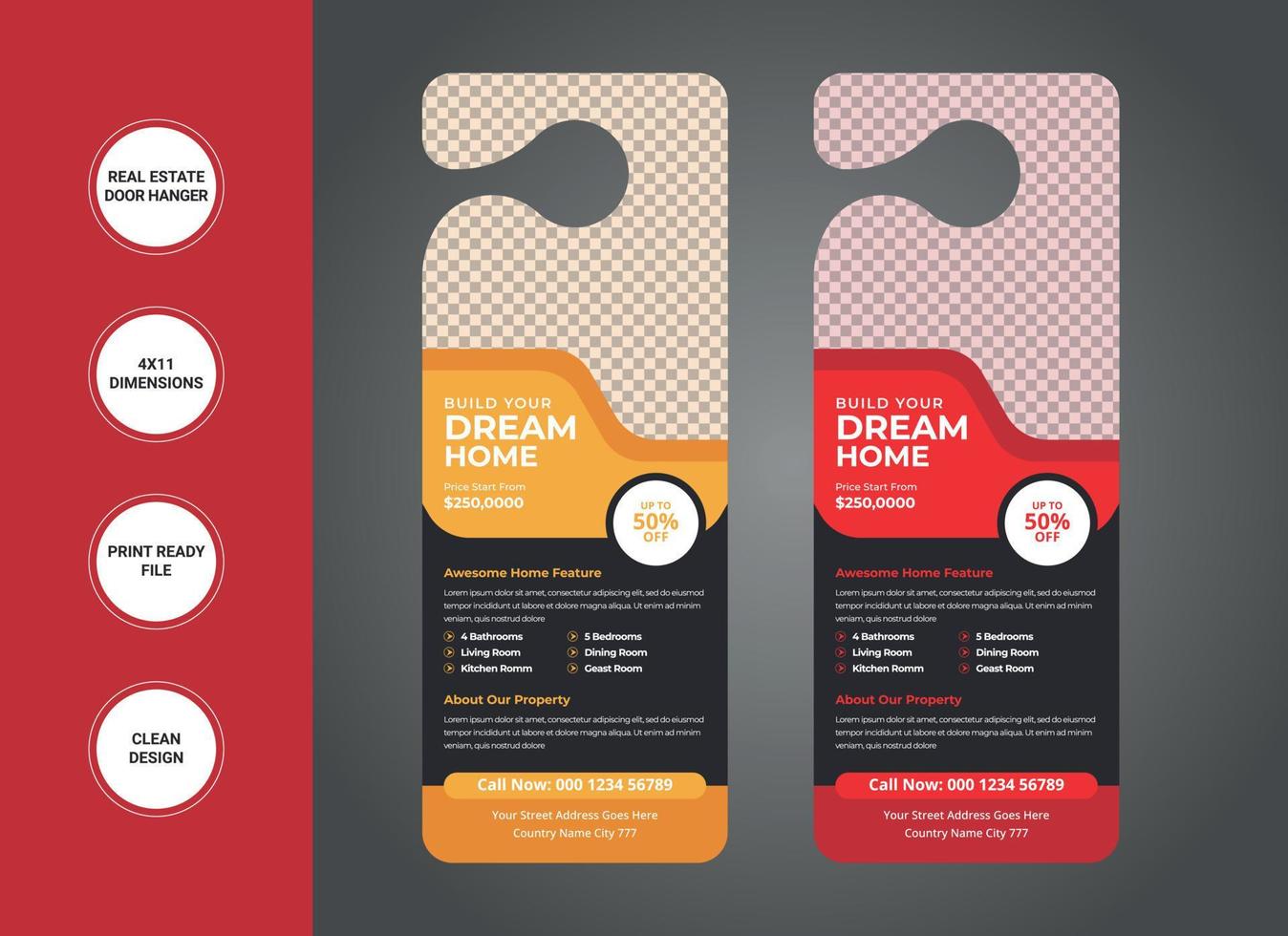 Real Estate Door Hanger Template Design vector