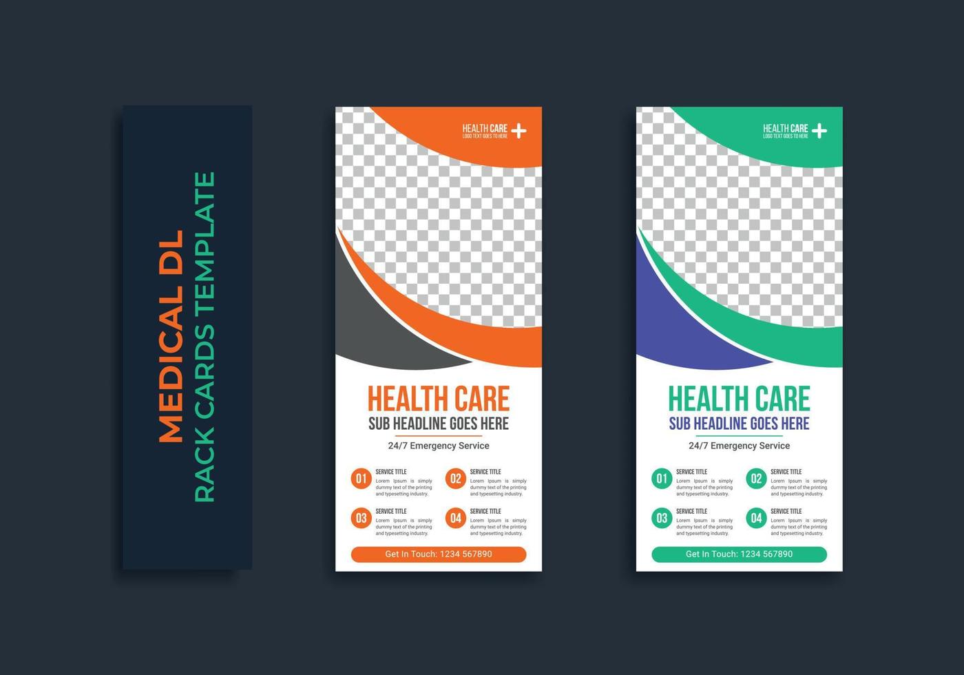 Medical healthcare dl flyer design template vector