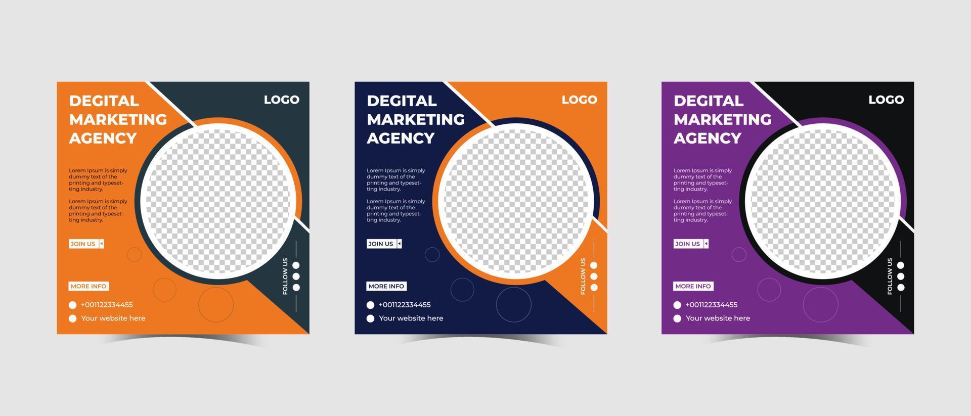 Digital marketing agency social media post template design vector