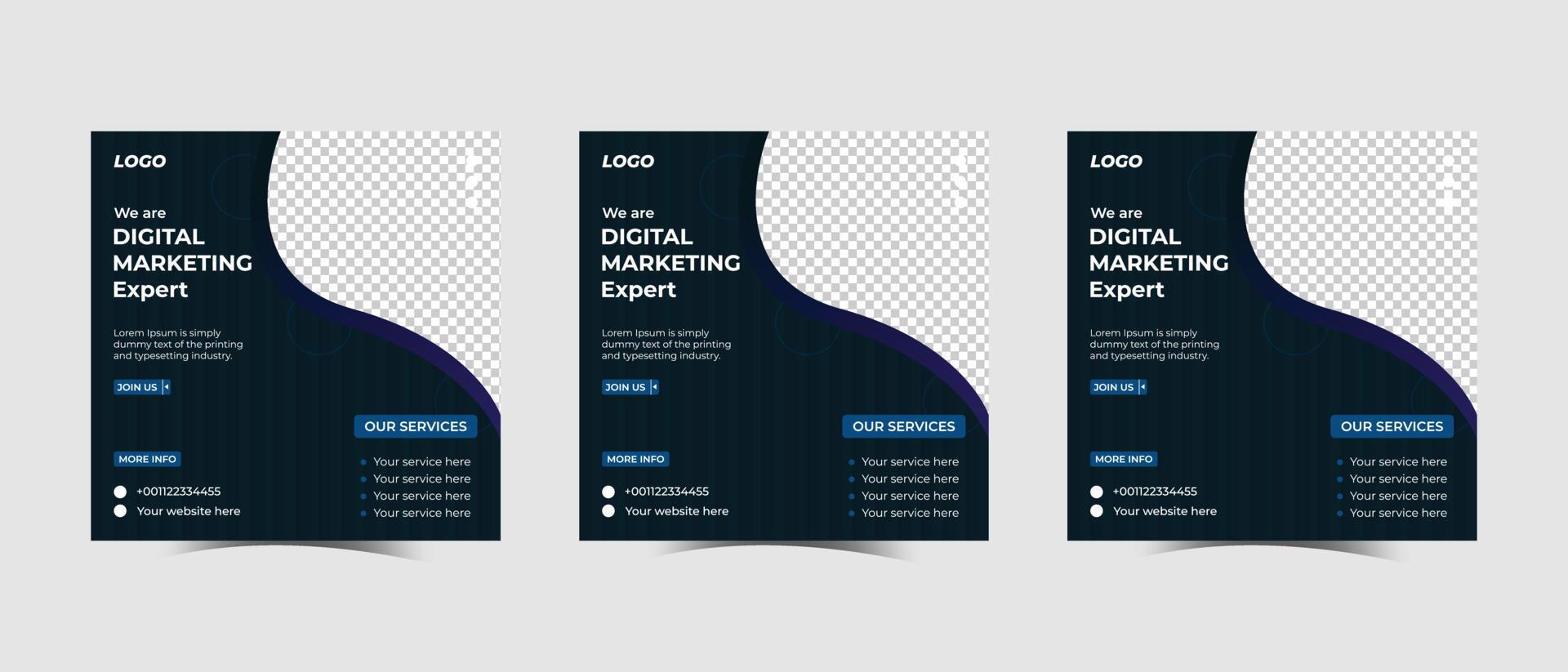 Digital marketing agency social media post template design vector