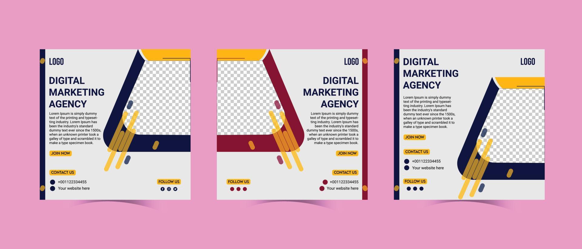 Digital marketing agency social media post template design vector