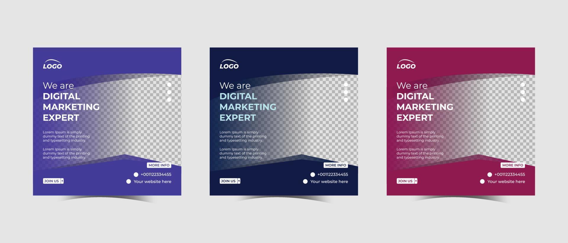 Digital marketing agency social media post template design vector